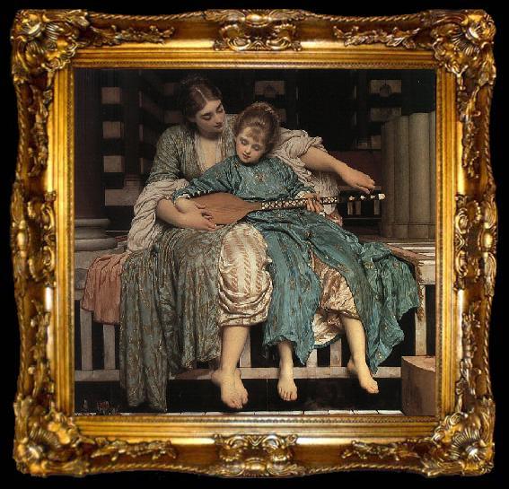 framed  Lord Frederic Leighton Music Lesson, ta009-2